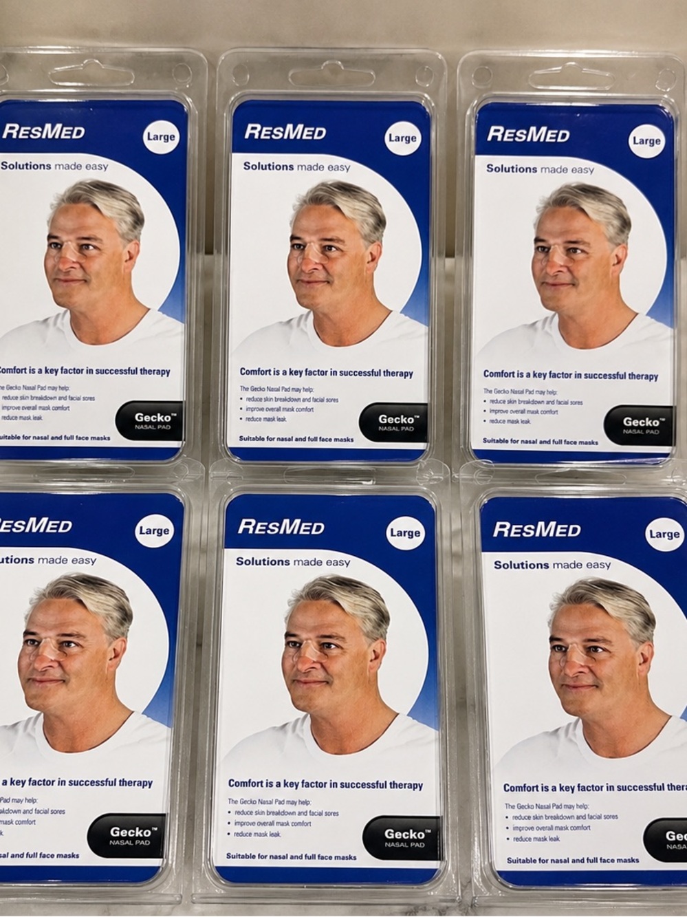 ResMed Gecko Nasal Pads Pack - Blue and White Retail Blister